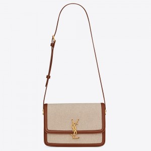 Saint Laurent Solferino Medium Bag In Canvas with Calfskin