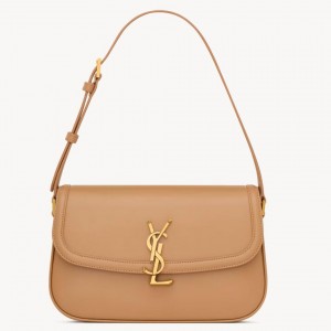 Saint Laurent Solferino Small Shoulder Bag in Light Hazelnut Box Calfskin