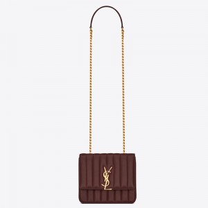 Saint Laurent Medium Vicky Bag In Bordeaux Lambskin