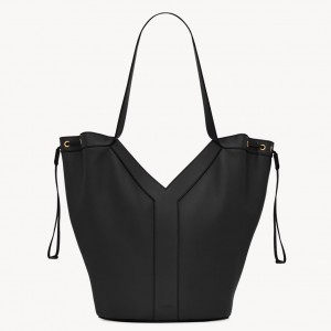 Saint Laurent Y Large Hobo Bag in Black Calfskin