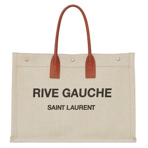 Saint Laurent Rive Gauche Tote Bag With Tan Handle