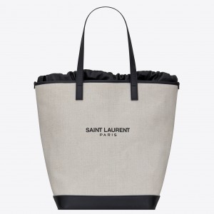 Saint Laurent Teddy Shopping Bag In White Canvas 