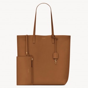 Saint Laurent North/South Shopping Bag in Brown Calfskin