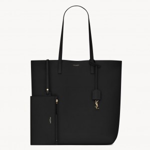Saint Laurent North/South Shopping Bag in Black Calfskin