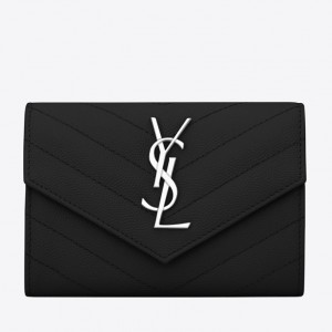 Saint Laurent Small Envelope Wallet In Noir Leather