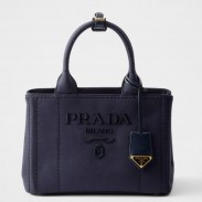 Prada Jardiniere Small Tote Bag in Blue Cotton Canvas