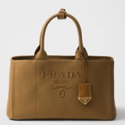 Prada Jardiniere Large Tote Bag in Brown Cotton Canvas