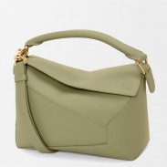 Loewe Puzzle Edge Small Bag in Eucalyptus Green Classic Calfskin 