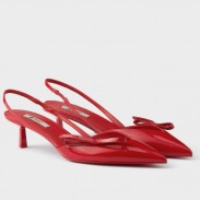 Prada Slingback Pumps 45mm in Red Patent Leather