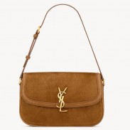 Saint Laurent Solferino Small Shoulder Bag in Caramel Suede Leather