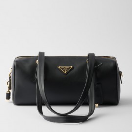Prada Medium Top-handle Bag in Black Leather with Padlock