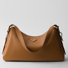 Prada Aimee Large Shoulder Bag in Brown Leather 