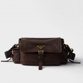 Prada Explore Medium Flap Bag in Sienna Nappa Lambskin