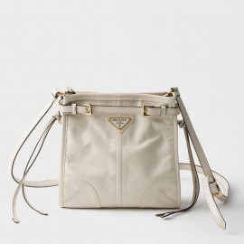 Prada Bonnie Mini Shoulder Bag in White Calfskin