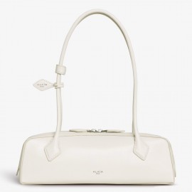 Alaia Le Teckel Medium Shoulder Bag in White Goatskin