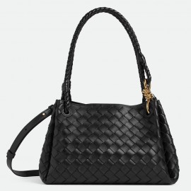 Bottega Veneta Parachute Medium Bag in Black Intrecciato Lambskin