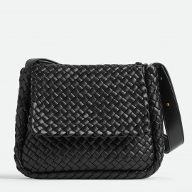 Bottega Veneta Cobble Small Bag in Black Intrecciato Leather