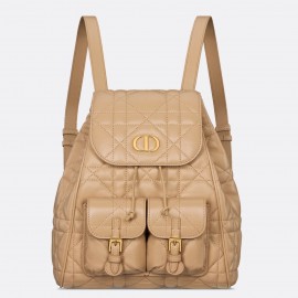 Dior Caro Medium Backpack in Beige Macrocannage Lambskin