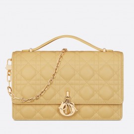 Dior Miss Dior Top Handle Bag in Pastel Yellow Cannage Lambskin