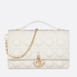 Dior Miss Dior Top Handle Bag in White Cannage Lambskin