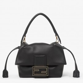 Fendi Mamma Baguette Small Bag in Black Nappa Leather