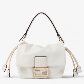 Fendi Mamma Baguette Small Bag in White Nappa Leather