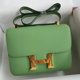 Hermes Constance 18 Handmade Bag In Vert Criquet Epsom Calfskin