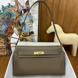 Hermes Kelly Elan Handmade Bag In Taupe Epsom Leather 