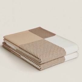 Hermes H Riviera Blanket in Beige Wool and Cashmere 