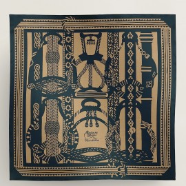 Hermes Blue Fantaisie d'Etriers Shawl 140 