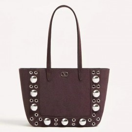 Valentino Nellcote Mini Shopping Bag in Chocolate Suede Calfskin