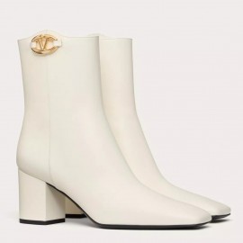 Valentino VLogo The Bold Edition Ankle Boots 70mm in White Calfskin