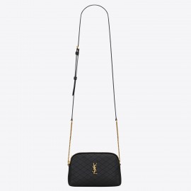 Saint Laurent Gaby Zipped Pouch in Black Quilted Lambskin 