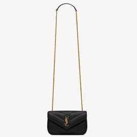 Saint Laurent LouLou Mini Bag in Black Matelasse Lambskin