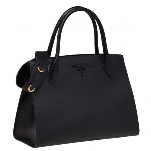 Prada Large Monochrome Bag In Black Saffiano Leather