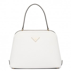 Prada Matinee Mini Bag In White Saffiano Leather