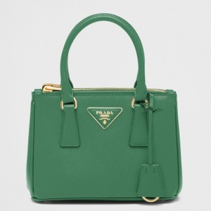 Prada Mini Galleria Bag In Green Saffiano Leather