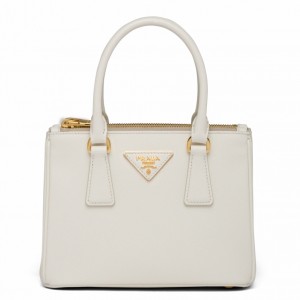 Prada Mini Galleria Bag In White Saffiano Leather