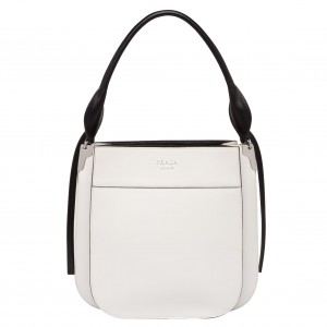 Prada Margit Shoulder Bag In White Calfskin