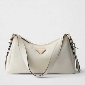Prada Aimee Medium Shoulder Bag in White Leather 