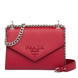 Prada Monochrome Flap Bag In Red Saffiano Leather
