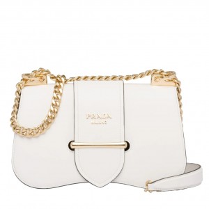 Prada Sidonie Shoulder Bag In White Calfskin