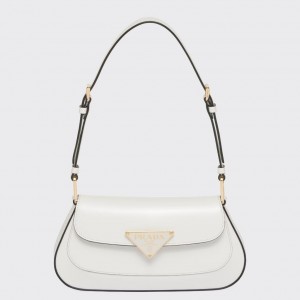 Prada Shoulder Bag in White Brushed Calfskin