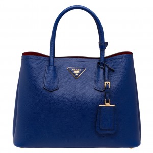 Prada Blue Saffiano Double Medium Bag