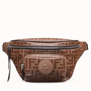 Fendi Belt Bag In Glazed Fabric With FF Motif