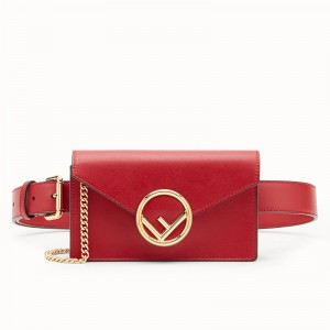 Fendi Kan I F Belt Bag In Red Calfskin