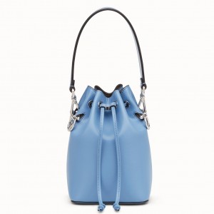 Fendi Mon Tresor Mini Bucket Bag In Blue Calfskin