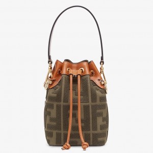 Fendi Mon Tresor Mini Bucket Bag In Green Denim