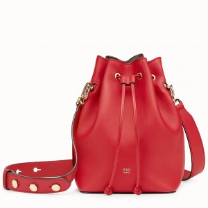 Fendi Small Mon Tresor Bucket Bag In Red Calfskin