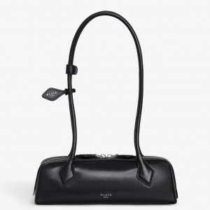 Alaia Le Teckel Small Shoulder Bag in Black Goatskin